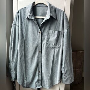 Blue Faux Corduroy Button Down - Size M